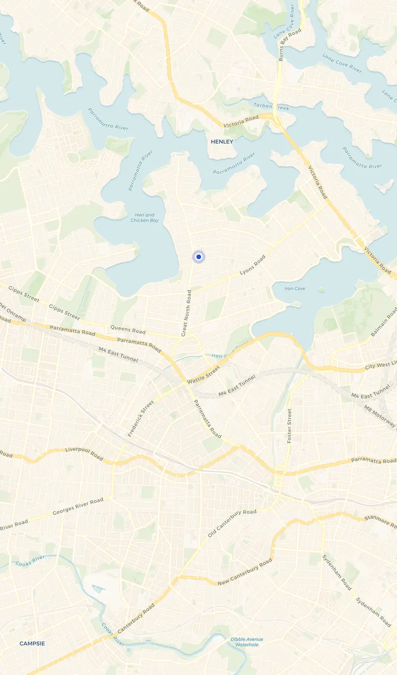 Map of the Wareemba service area and the surrounding suburbs we cover.