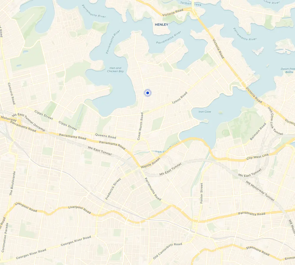 Map of the Wareemba service area and the surrounding Inner West, showing Wareemba and the nearby streets we cover.